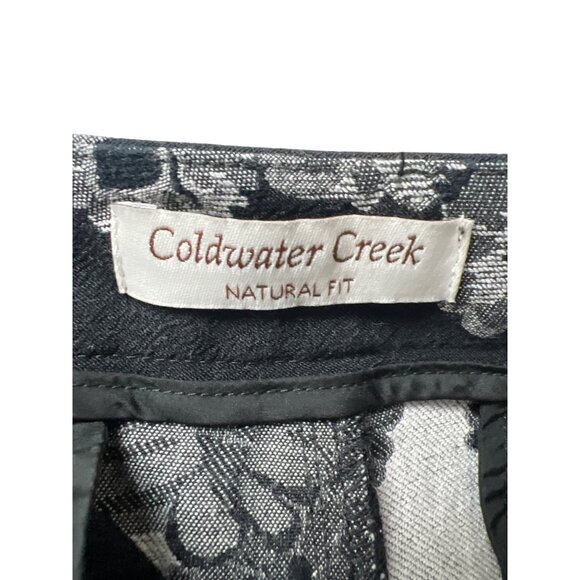 Coldwater Creek Black and White Floral Stretch Tapered Dress Pants - Picture 6 of 8
